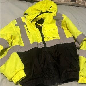 Men's High-Visibility Yellow and Black Raincoat